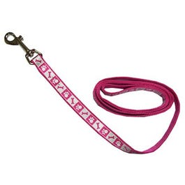 Lazer Brite Dog Leash, Reflective, Pink Paw & Bone, 5/8-In. x 4-Ft.