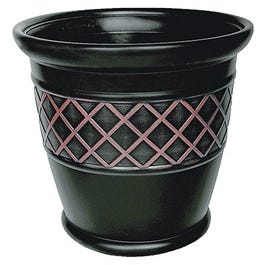 Planter, Plastic, Brown Lattice, 18 x 16.5-In.