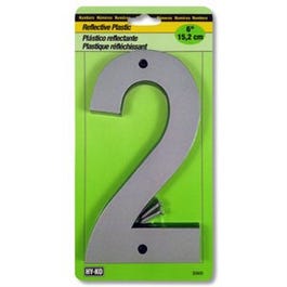 Address Number, Reflective Plastic, 6-In., 2