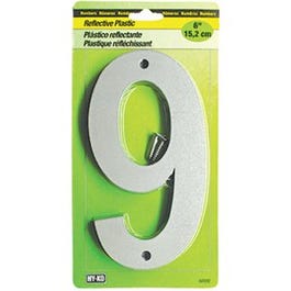 Address Number, Reflective Plastic, 6-In., 