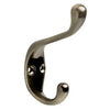 Coat & Hat Hook, Antiqued Brass, 1 x 3.75 x 6.5-In.