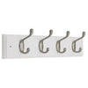 4-Hook Rail, Flat White & Satin Nickel, 3.4 x 18.75 x 5.5-In.