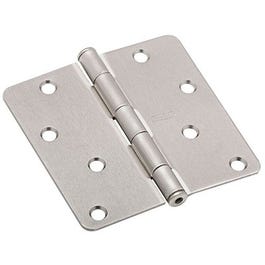 Door Hinge, Interior, Satin Nickel, 4-In.