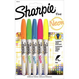 Fine Neon Permanent Markers, 5-Ct.