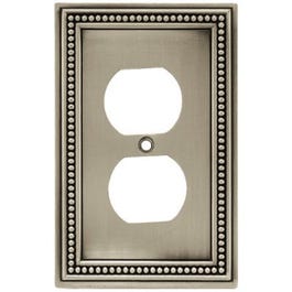 Duplex Wall Plate, 1-Gang, Beaded, Brushed Pewter Zinc