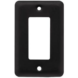 Decorator Rocker/GFI Wall Plate, 1-Gang, Stamped, Round, Matte Black Steel