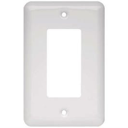 Decorator Rocker/GFI Wall Plate, 1-Gang, Stamped, Round, White Steel