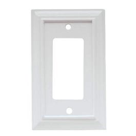 Decorator Rocker/GFI Wall Plate, 1-Gang, Wood Architectural, White MDF Material