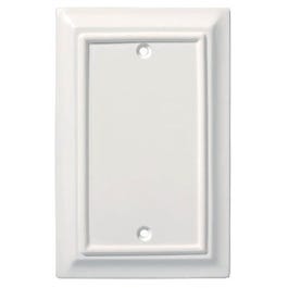 Blank Wall Plate, 1-Gang, Wood Architectural, White MDF Material