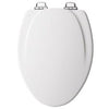 Elongated Molded Wood Toilet Seat, Chrome Whisper-Close(TM) Hinge, STA-TITE(TM), White