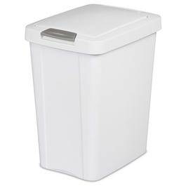 Kitchen Wastebasket, Touch Top, White, 7.5-Gal.