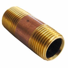 Pipe Fitting, Brass Nipple, Lead-Free, 1/2 MPT x 2-In. Long