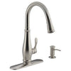 Cruette Kitchen Faucet, Pull-Down Spray, Soap Dispenser, Stainless Steel