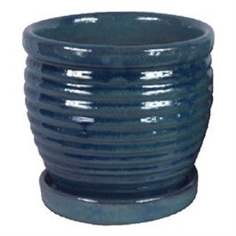 Honey Jar Planter, Aqua Blue Ceramic, 9-In.