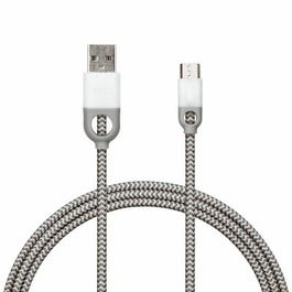 Braided Micro USB Charging Cable, Nylon, Gray/White, 10-Ft.