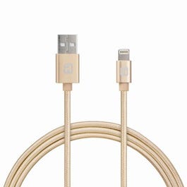 Braided Lightning Charging Cable, Nylon, Gold, 6-Ft.