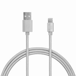 Braided Lightning Charging Cable, Nylon, Silver, 6-Ft.