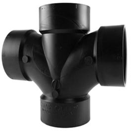 ABS/DWV Double Sanitary Tee, Hub x Hub x Hub, 2-In.