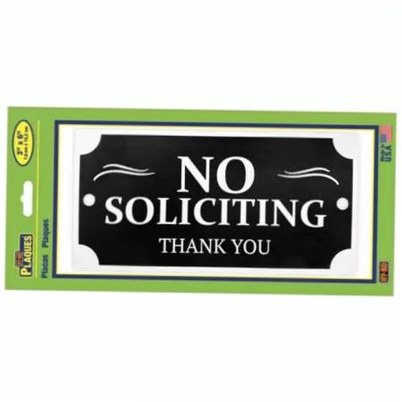 Hy-Ko No Soliciting Plaque 3” x 6”, Plastic, Includes Adhesive Tape