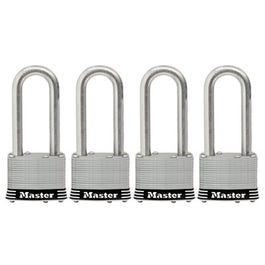 Keyed Laminated Padlocks, Stainless Steel, 2-In., 2.5-In. Long Shackle, 4-Ct.