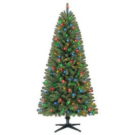 Artificial Pre-Lit Christmas Tree, Crisfield Fir, 300 Multi Lights, 6.5-Ft.