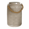 Patio Lantern, Beige Metal With 20-Pc. LED String Lights, 11-In.