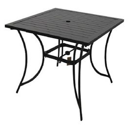 Chesapeake Slat-Top Patio Dining Table, Pewter Aluminum Frame, 40-In. Square