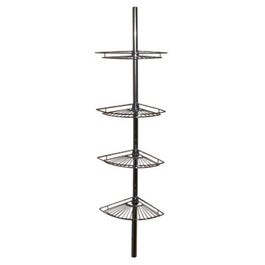 Corner Shower Caddy, Tension Pole, Chrome Wire, 11.5 x 97 x 8-In.