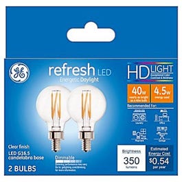 LED Globe Light  Bulbs, Clear DayGlobe Light, 350 Lumens, 4.5-Watts, 2-Pk.