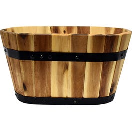 Oval Planter, Wood, 15 x 8-In.