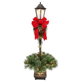 Christmas Lamp Post With PVC Greenery, Pre-Lit, 4-Ft.