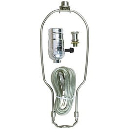 Lamp Kit With 10-In. Harp & Push Through Socket, Brushed Pewter