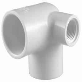 Pipe Elbow, Side Inlet, Slip x Slip x Female Thread, White, 1/2-In.