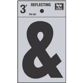 Address Letters, &, Reflective Black/Silver Vinyl, Adhesive, 3-In.