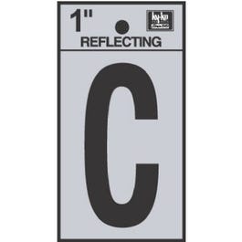 Address Letter, C, Reflective, Black Vinyl Adhesive, 1-In.