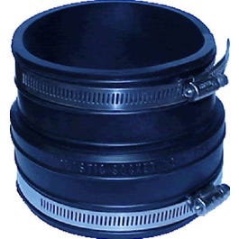 Pipe Fitting, Clay Pipe Reducing Flexible Coupling, 4 x 3-In.