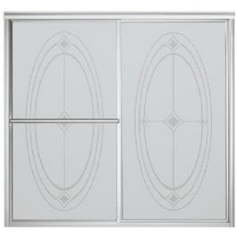 59 x 56-1/4-Inch Silver Bypass Tub Door With Ellipse Pattern