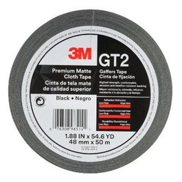 Gaffers Tape, Black Matte Cloth, 1.88-In. x 54.6-Yd.