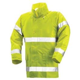 High-Visibility Jacket, Lime Yellow PVC On Polyester, XL