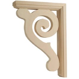 Decorative Shelf Bracket, Scroll, Hardwood, 6 x 1.5 x 8.5-In.