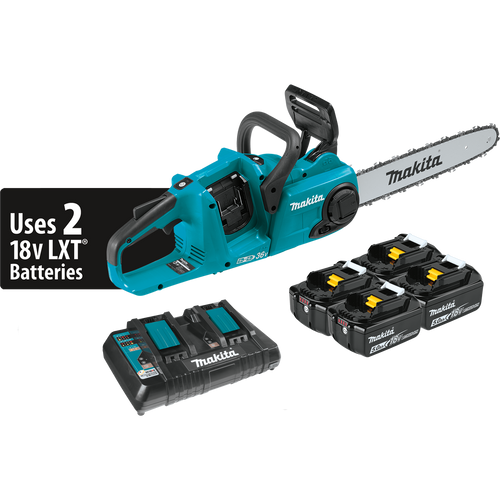 Makita 36V (18V X2) LXT® Brushless 14 Chain Saw Kit with 4 Batteries (5.0Ah)