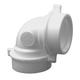 Drain Elbow, 90 Degree, White PVC, 1-1/2-In.