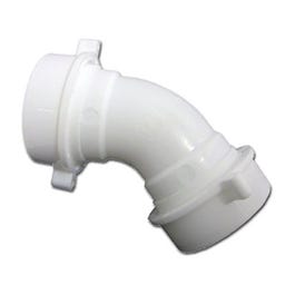 Lavatory/Kitchen Drain Elbow, White PVC, 1.5 or 1.25-In. Slip Joint