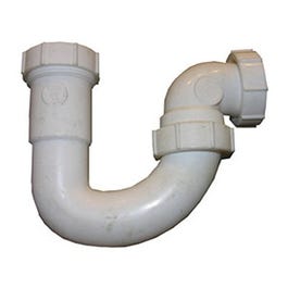 Lavatory/Kitchen Wall Drain Trap J Bend, White PVC, 1.25 - 1.5-In. Tube Outlet