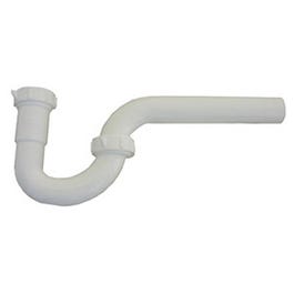 Lavatory Drain P-Trap, White PVC, 1.25-In.