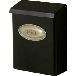 Designer Series Wall Mailbox With Lock, Black Galvanized Steel, Medium, 12.5 x 9.5 x 4-In.