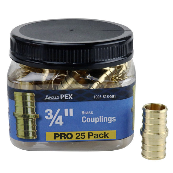 Apollo PEX Brass Couplings 3/4 in. (25 Pack Jar)