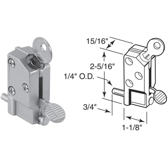 Defender Security Aluminum Step-On Keyed Patio Door Lock