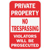 Hy-Ko Heavy-Duty Aluminum Sign, Private Property No Trespassing