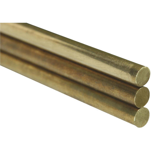 K&S .114, .081, & .072 In. x 12 In. Solid Brass Rod (3-Count)